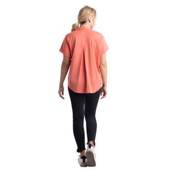 NEW Como Vintage Cap Roll Sleeve Blouse Shirt | Coral Button up Top - Picture 5 of 5